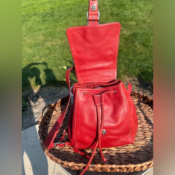 AUTH Vintage Coach Red Legacy Soft Small Backpack 9596 Y2K Purse - Picture 6 of 13
